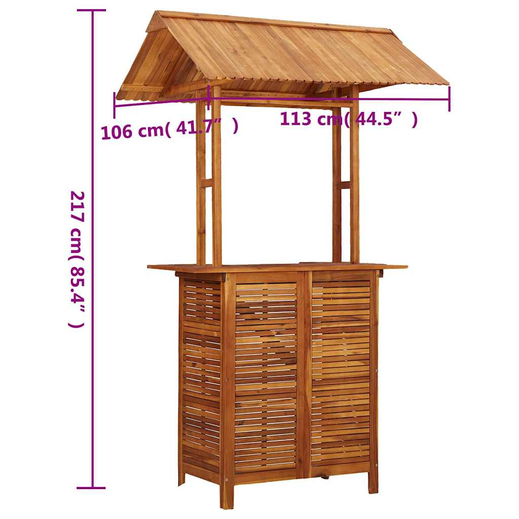 Outdoor-Bartisch mit Dach 122×106×217 cm Akazie Massivholz